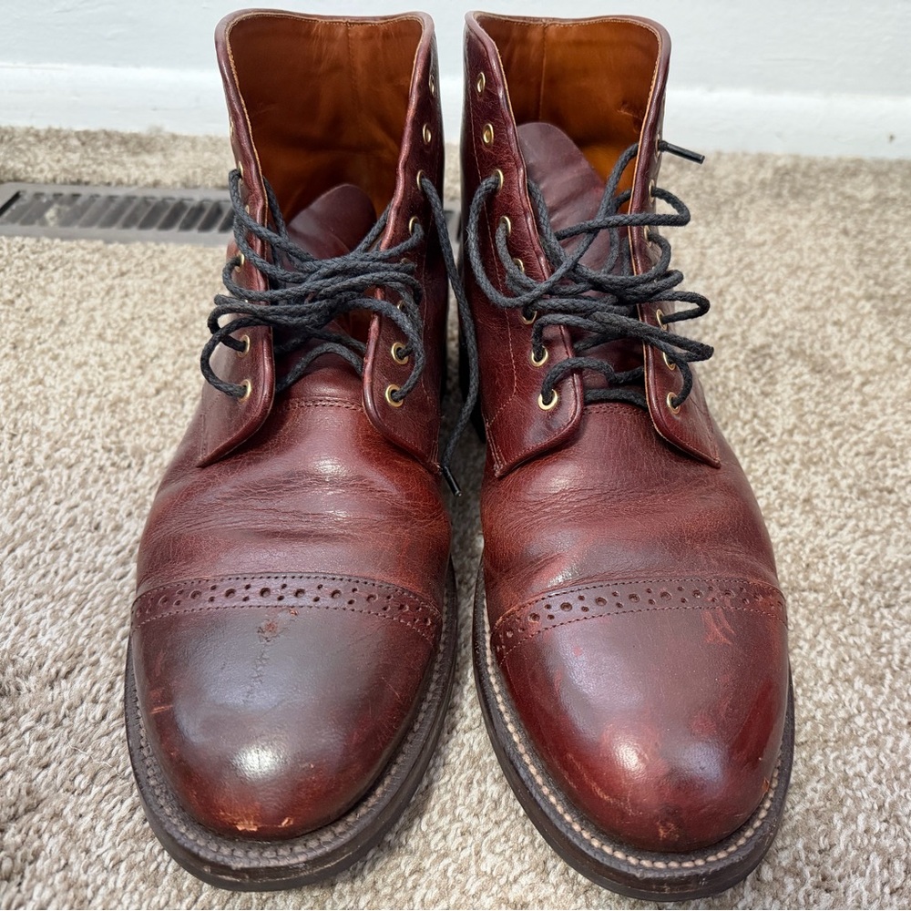 Grant Stone Burgundy Garrison Boot Red Waxed Deer